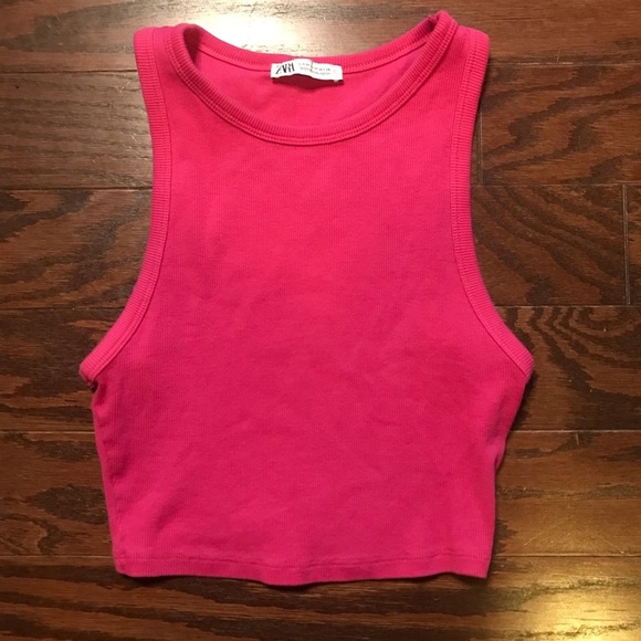 Zara Pink Crop Tank Top - Picture 1 of 5